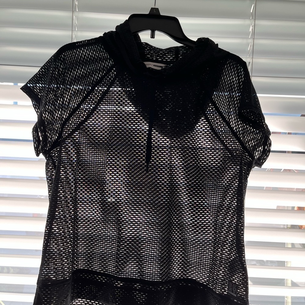 DKNY sport black mesh top worn once looks new.  Size Medium